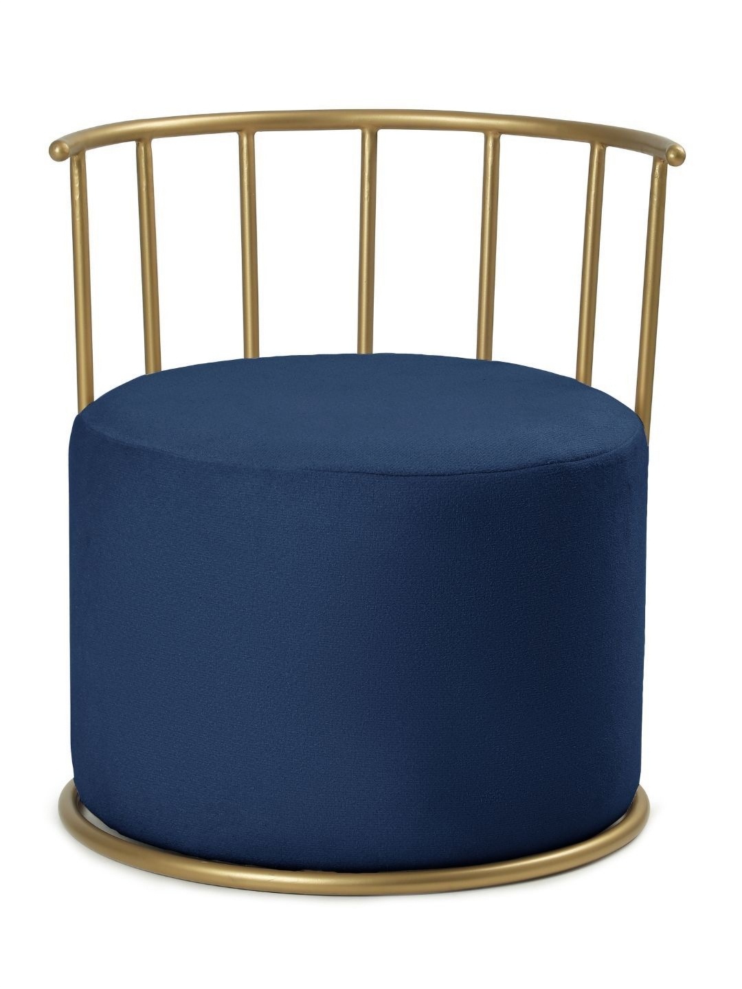

Blck Homes Roman Pouffe Blue Cotton & Metal Cylindrical Without Storage Ottoman