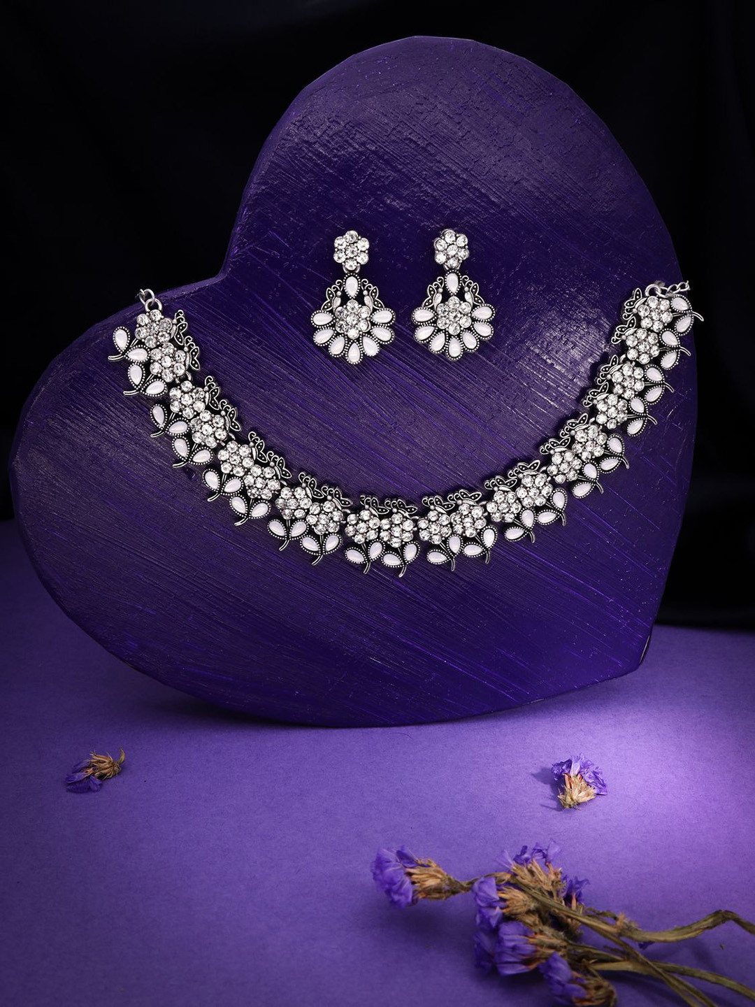 

Anouk Silver-Plated Artificial Stone-Studded Jewellery Set