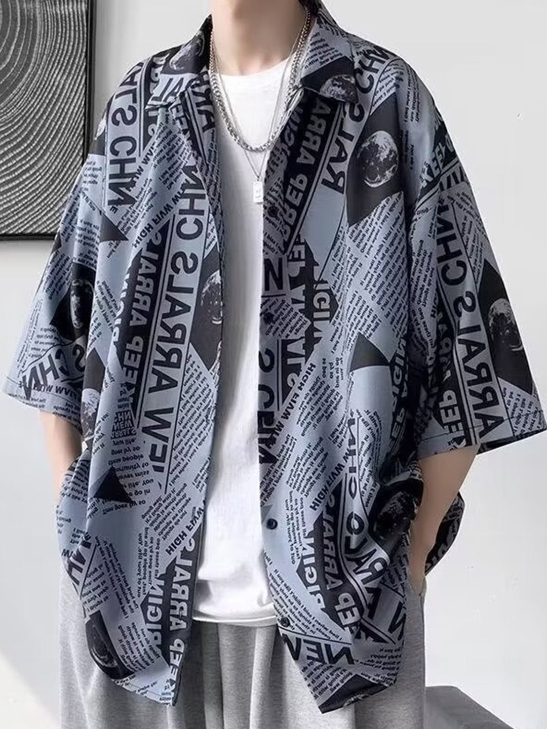 

HERE&NOW Men Opaque Printed Casual Shirt, Blue