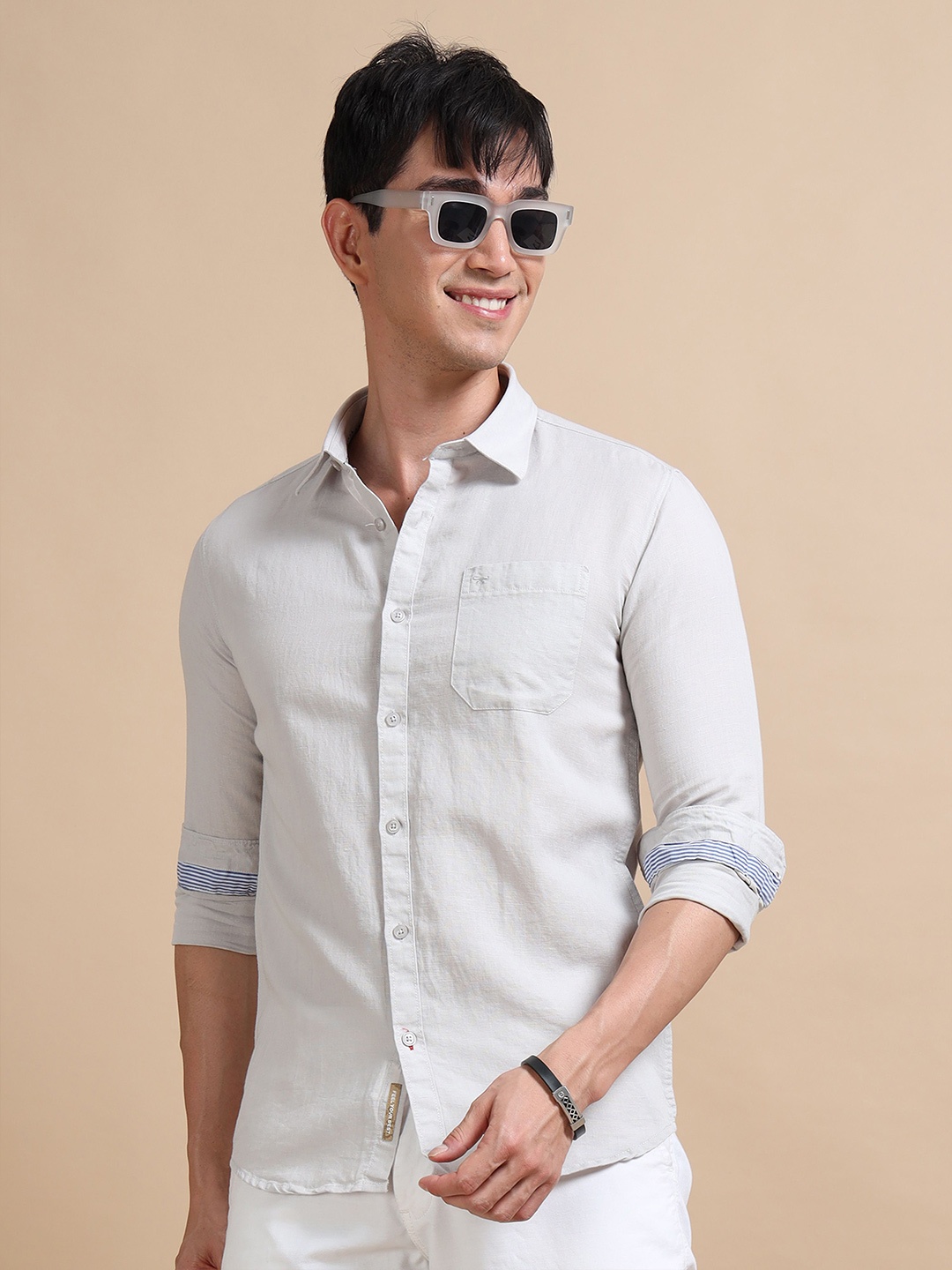 

RIGS AND RAGS Men Smart Semi Sheer Casual Shirt, Grey