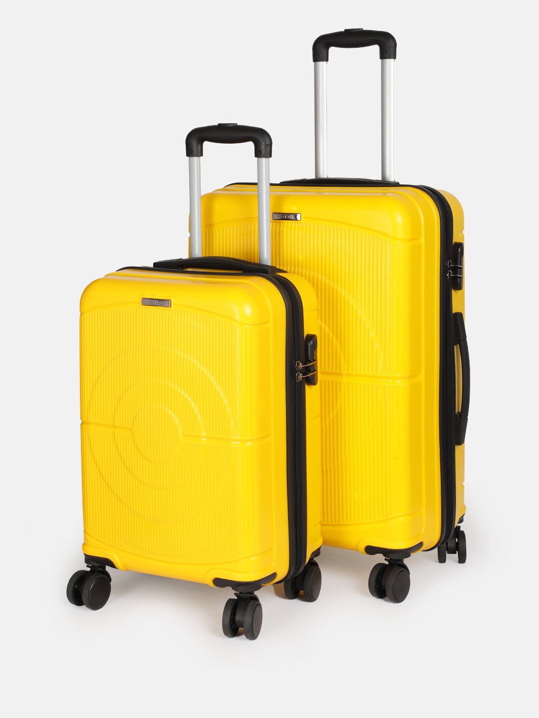 

Teakwood Leathers Concentrix Set of 2 360-Degree Rotation Hard Sided Trolley Bag - 95L, Yellow