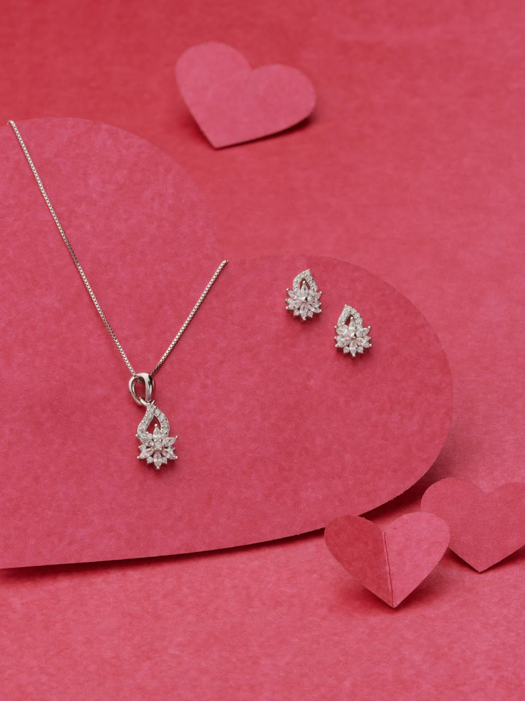 

Gargi by P. N. Gadgil & Sons 925 Sterling Silver Stone-Studded Jewellery Set