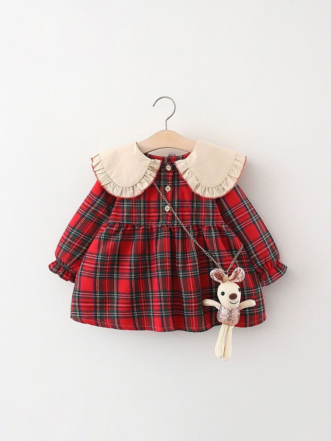 

LULU & SKY Girls Checked Fit & Flare Dress, Red