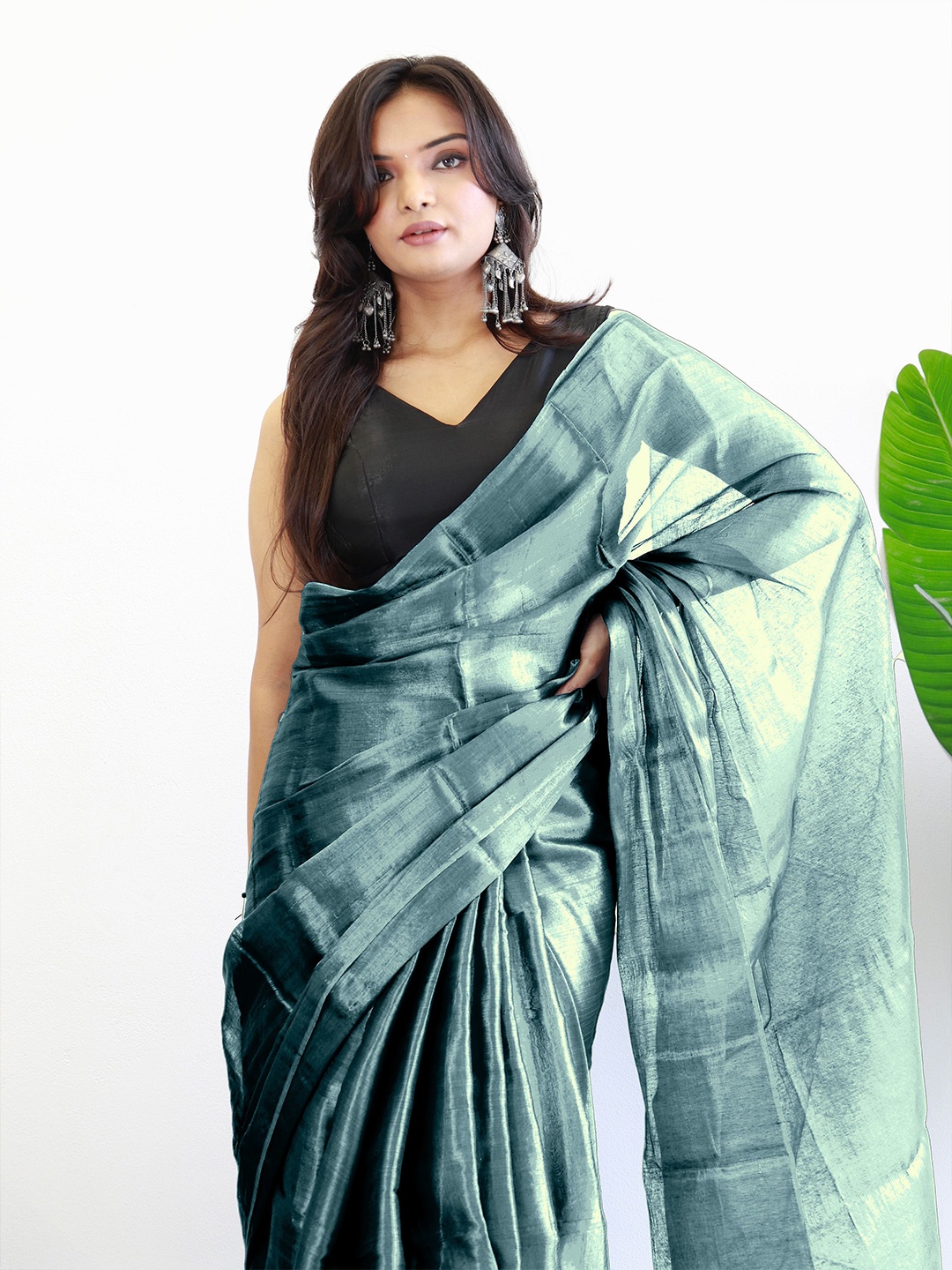 

Anouk Tissue Saree, Teal