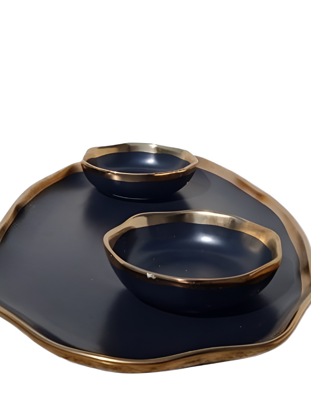 

Shreedah Black & Brown 3 Pieces Ceramic Serving Tray With 2 Dipping Bowls