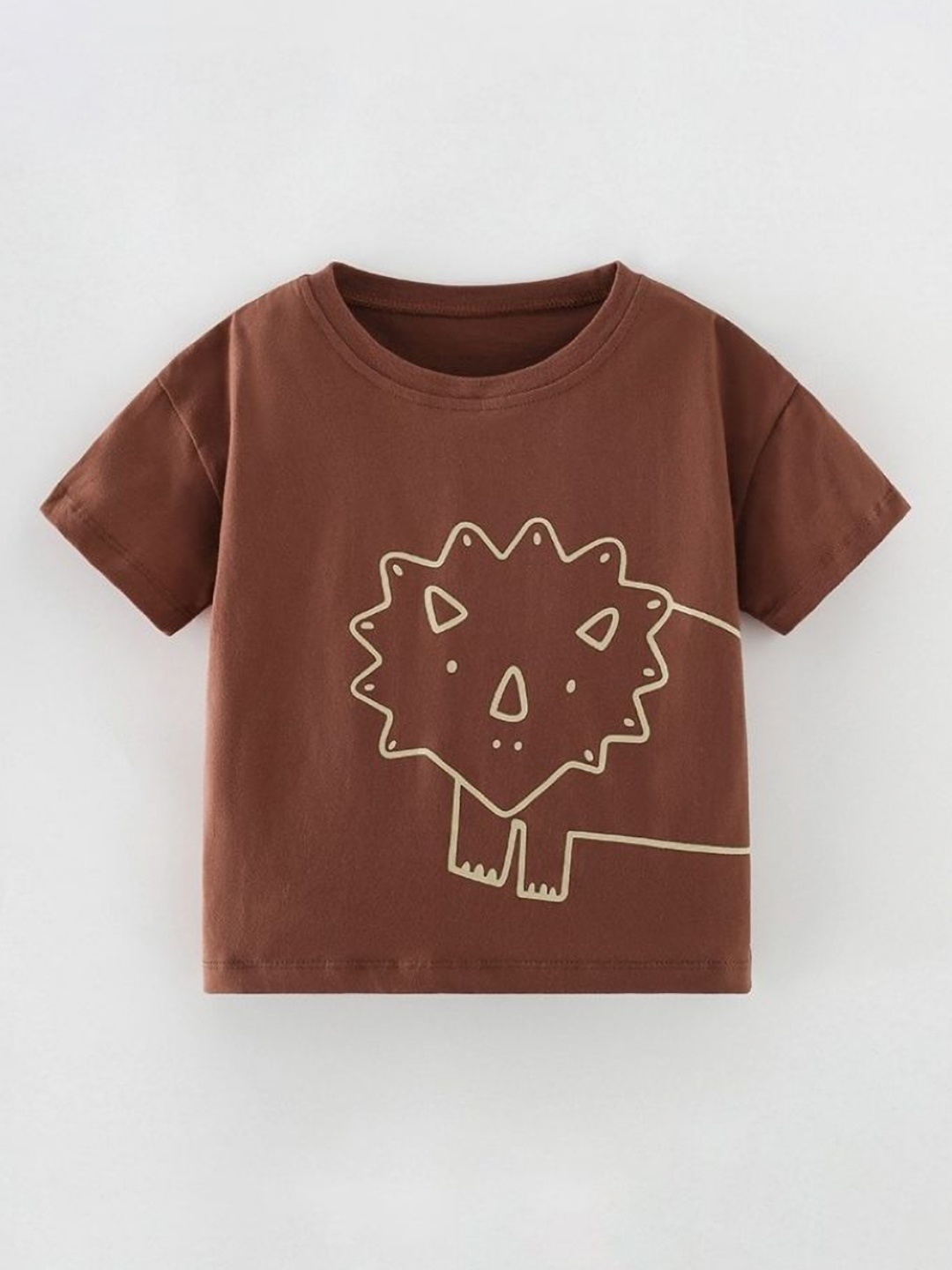 

YK Boys Graphic Printed Round Neck Cotton T-shirt, Brown
