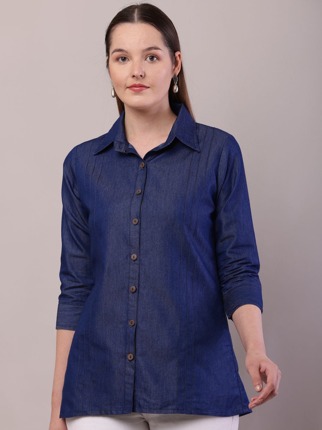 

Sellingsea Women Straight Opaque Casual Shirt, Blue