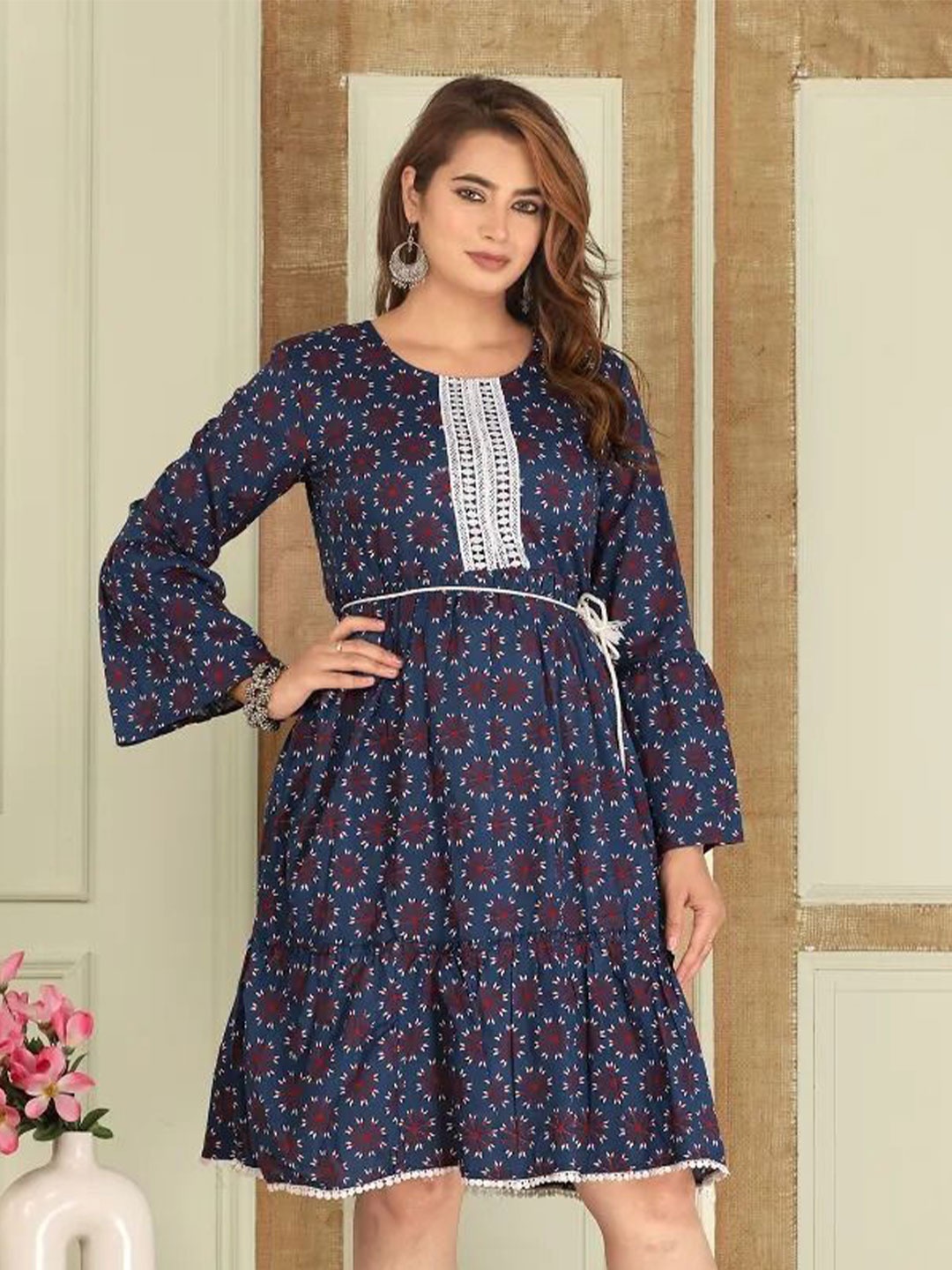 

Aaheli Women Navy Allure Printed Dress, Navy blue