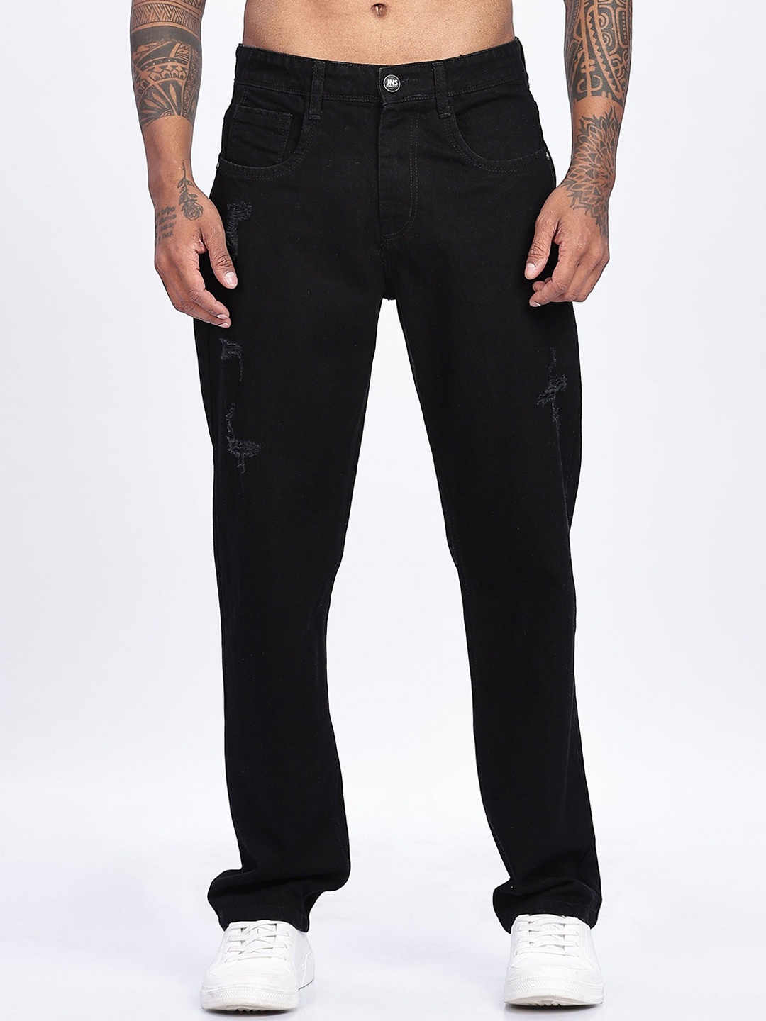 

BEVDAAS Men Mid-Rise Cotton Baggy Jeans, Black