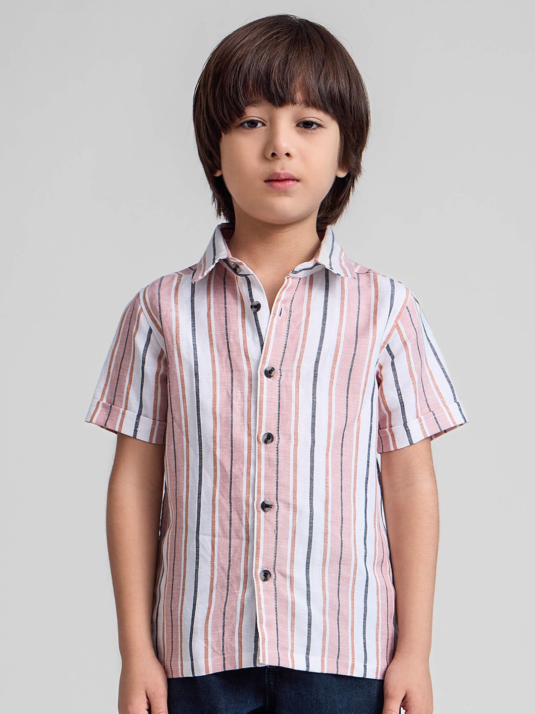 

taffykids Boys Relaxed Opaque Striped Casual Shirt, Multi