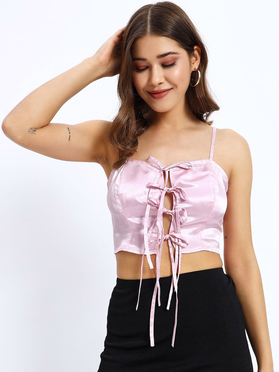 

Sugercandy Satin Crop Top, Rose gold