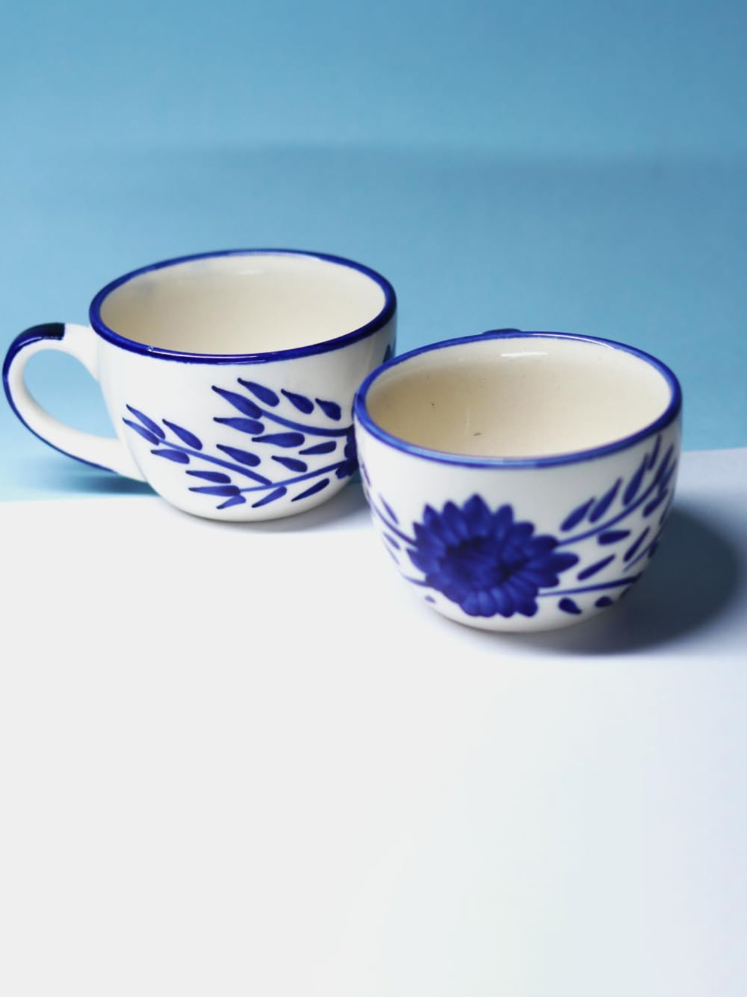 

Rare Planet White & Blue 2 Pieces Ceramic Glossy Mugs