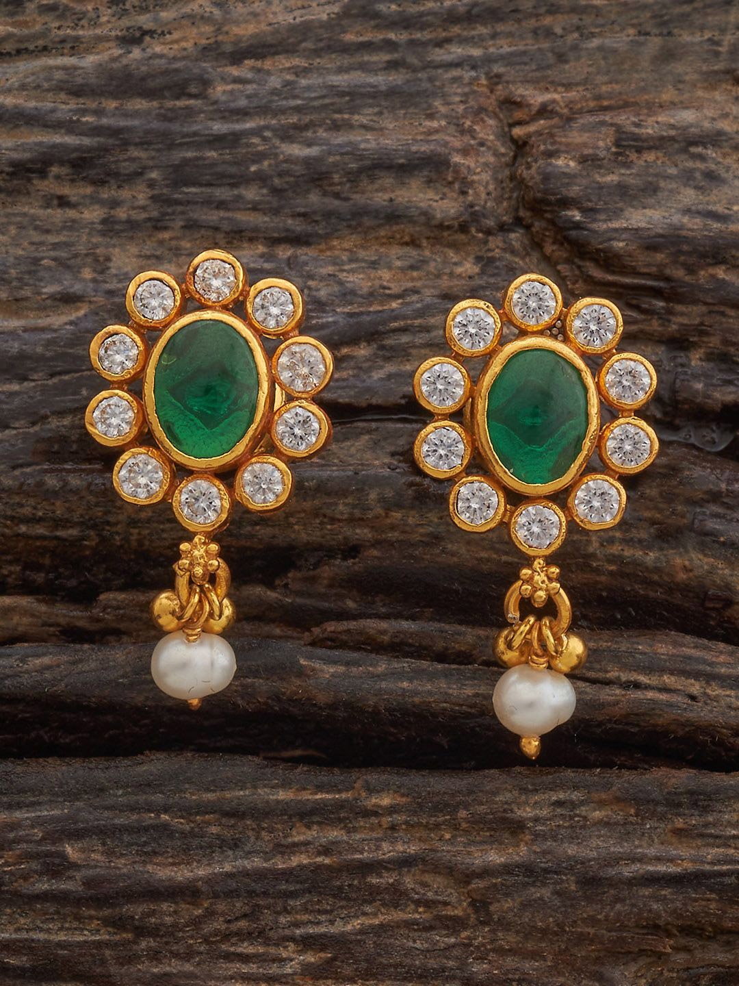 

Kushal's Fashion Jewellery Gold-Plated Zircon-Studded Geometric Studs
