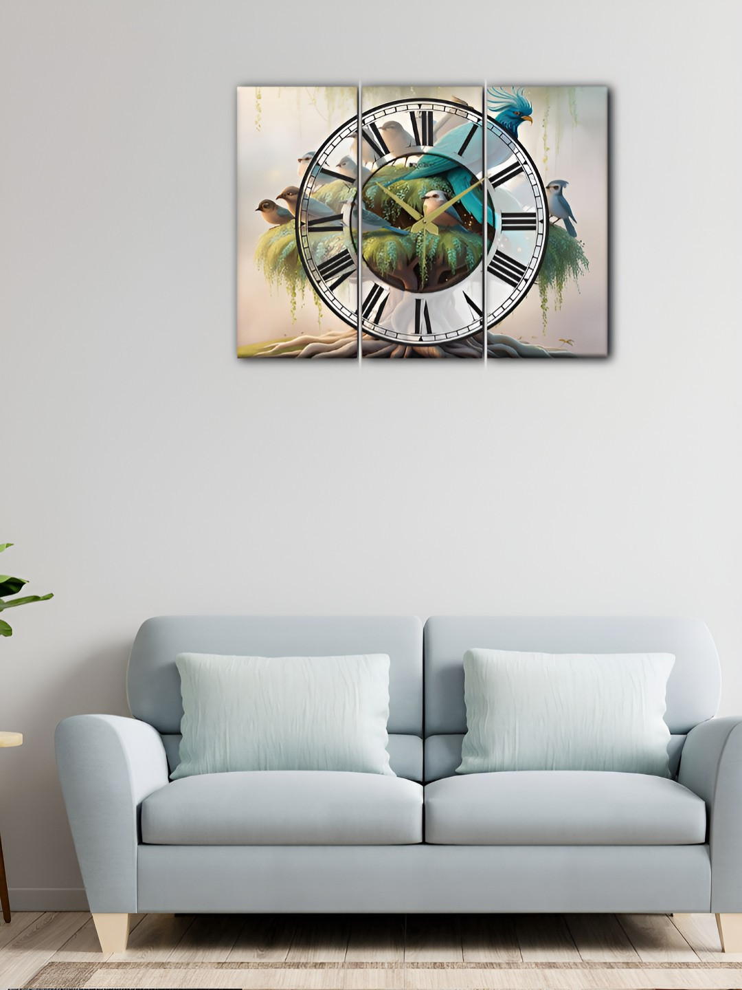 

OLIVE TREE Blue And Green Printed Analogue Vintage Wood Wall Clock