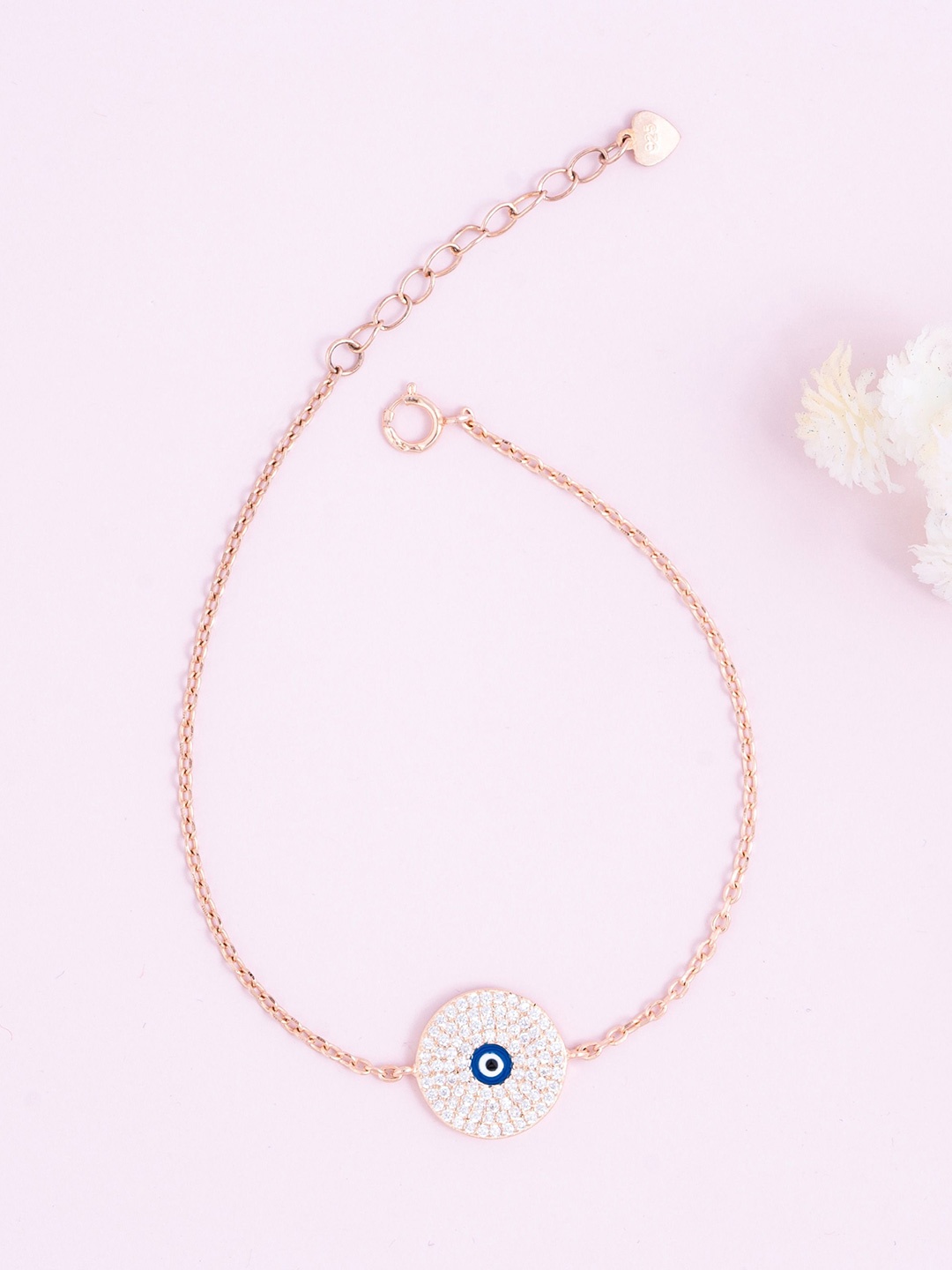 

GLYTERS Women Sterling Silver Rose Gold-Plated Link Bracelet