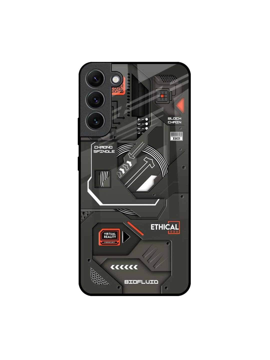 

QRIOH Tech Aesthetics Printed Samsung Galaxy S22 Plus Back Case, Black