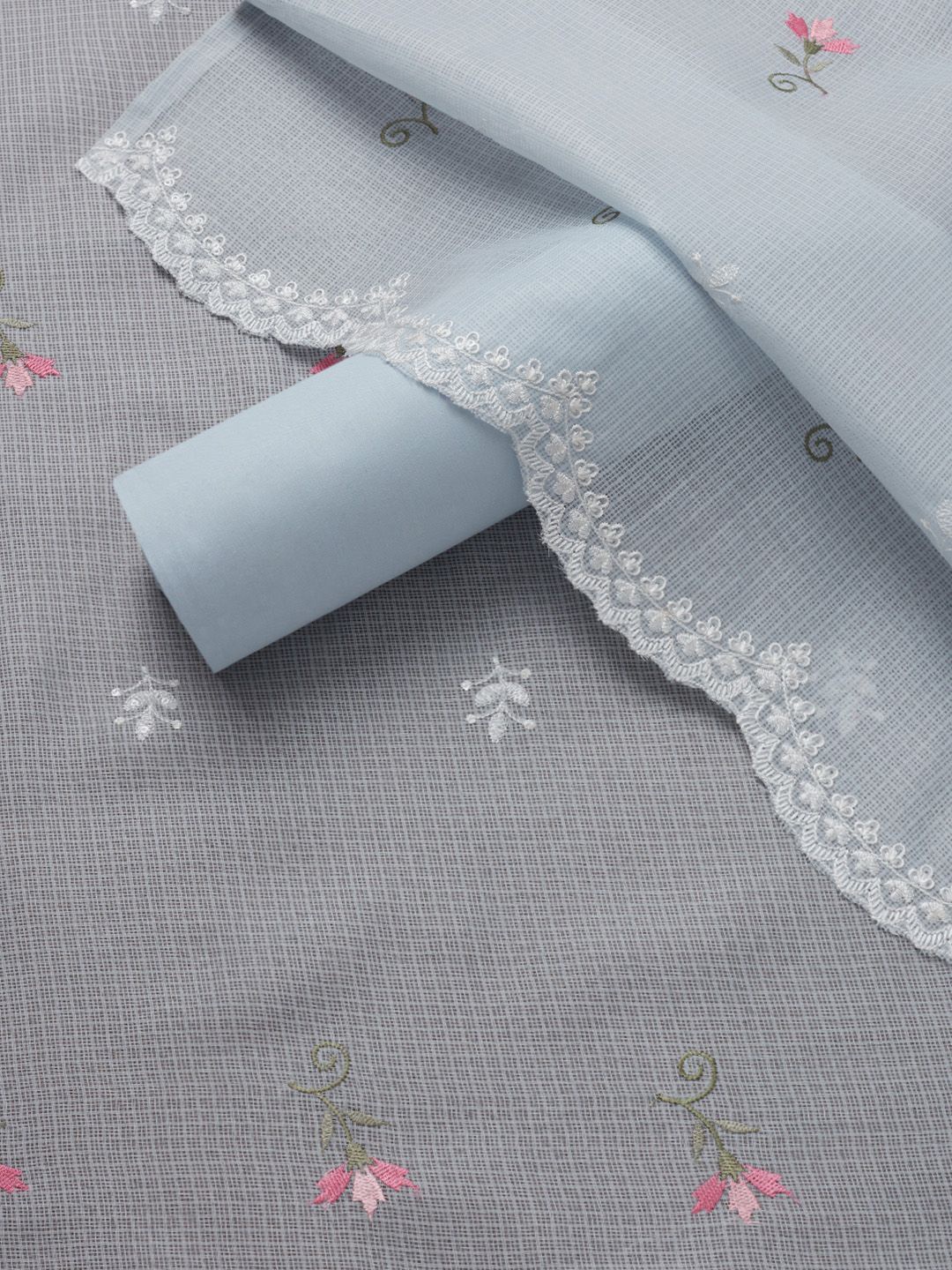 

Soch Floral Embroidered Thread Work Unstitched Dress Material, Grey
