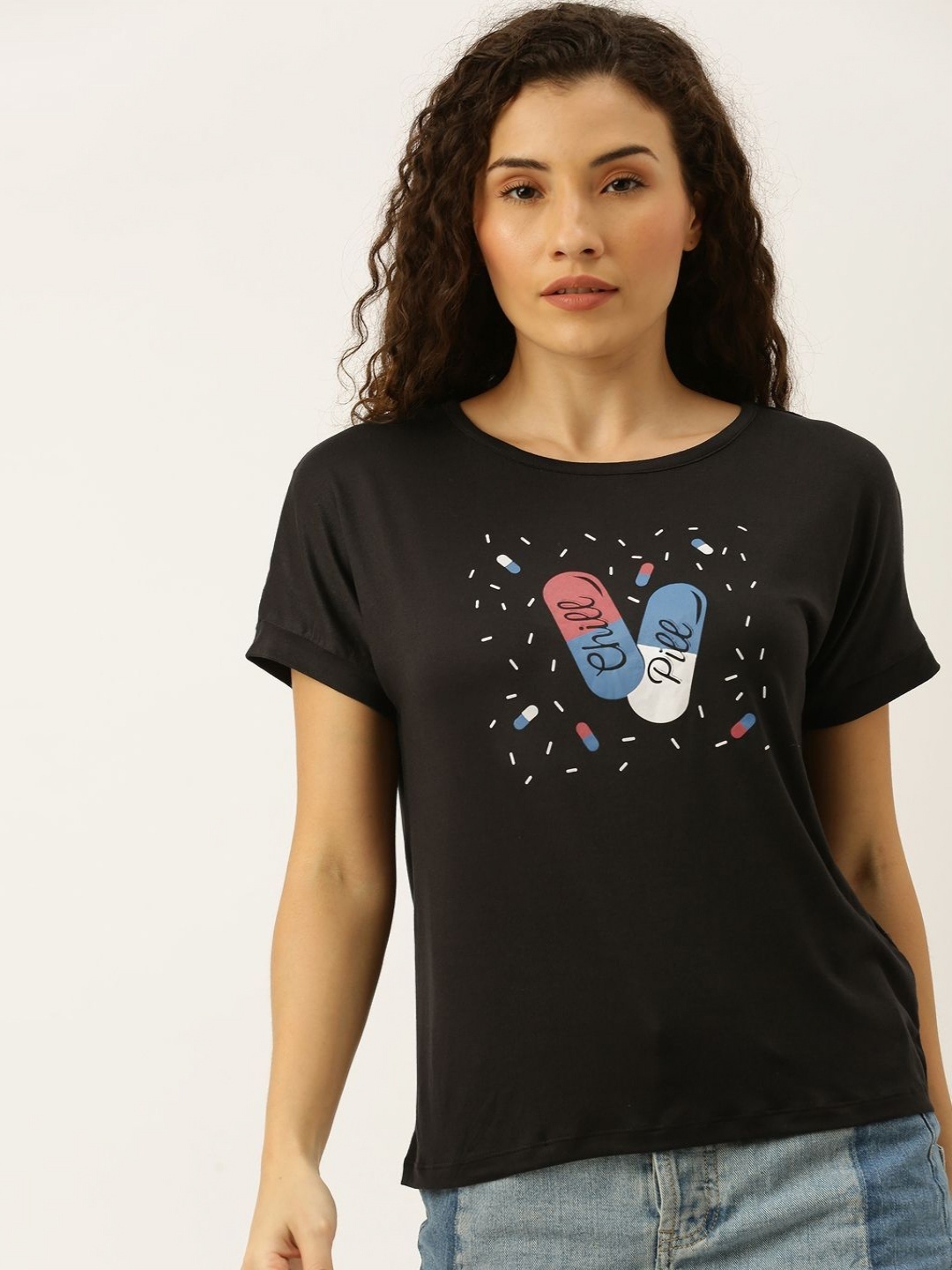 

DressBerry Women Graphic Printed Round Neck T-shirt, Black