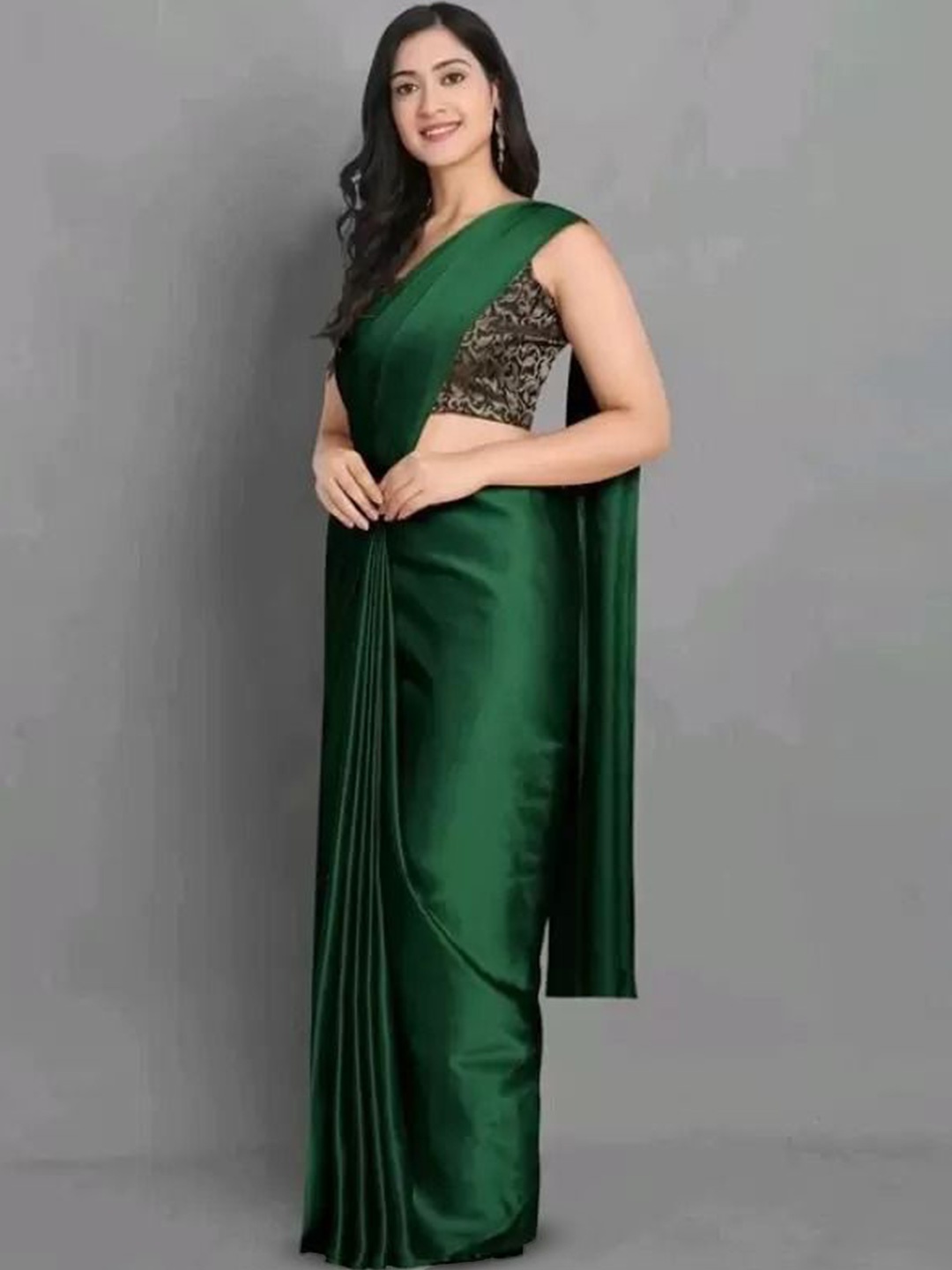 

Florence Satin Saree, Green