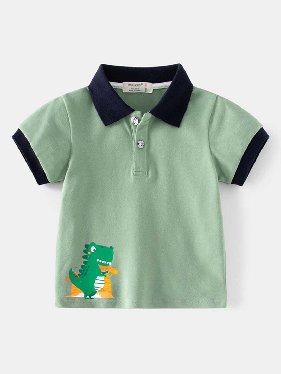 

LULU & SKY Boys Polo Collar Organic Cotton T-shirt, Green