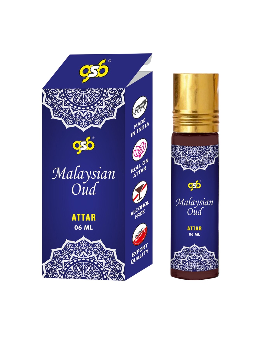 

GSB Malysian Oud Pure Natural Long Lasting Alcohol Free Attar 6 ml, Transparent