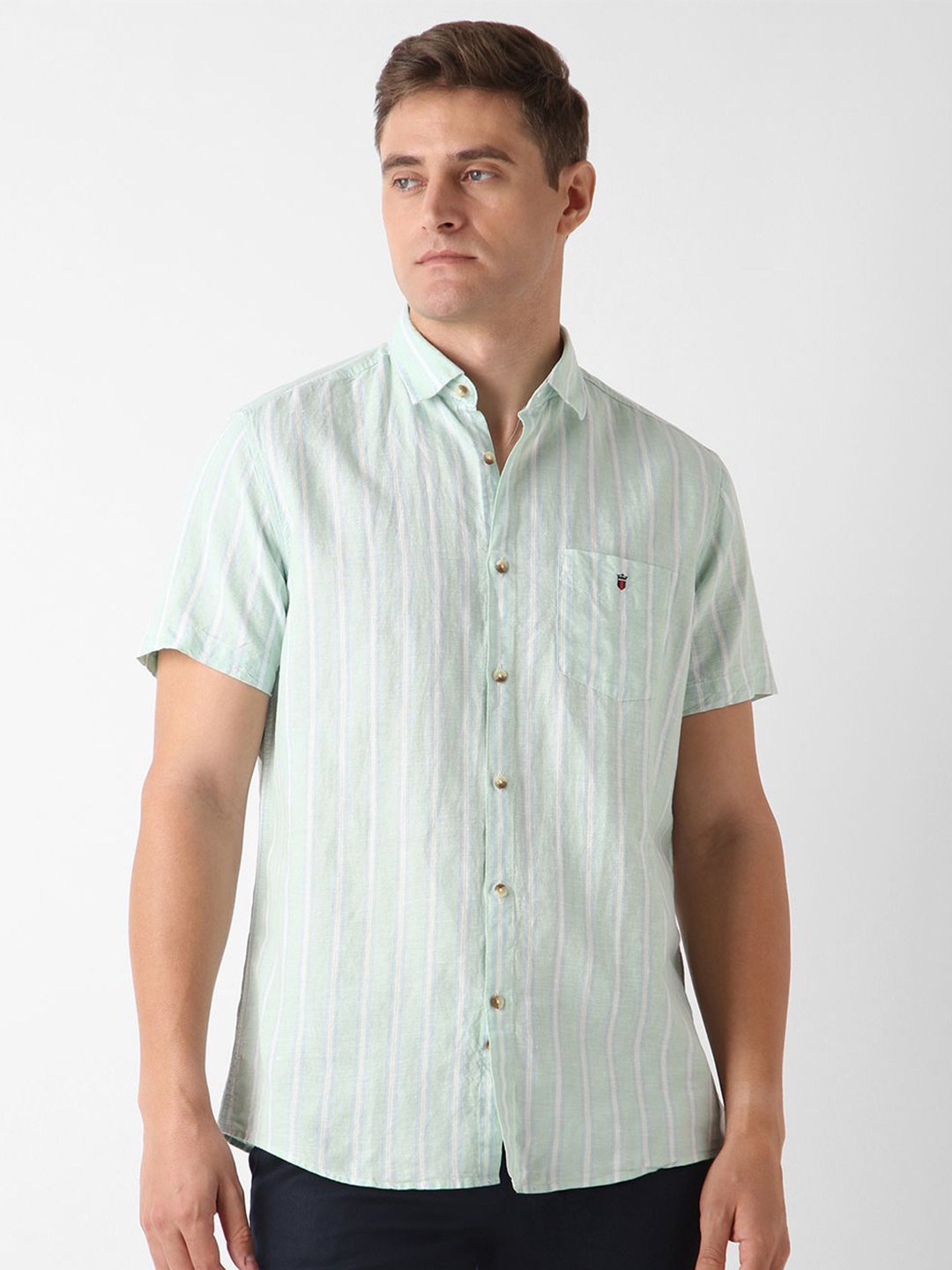 

Louis Philippe Sport Men Slim Fit Opaque Striped Casual Shirt, Green
