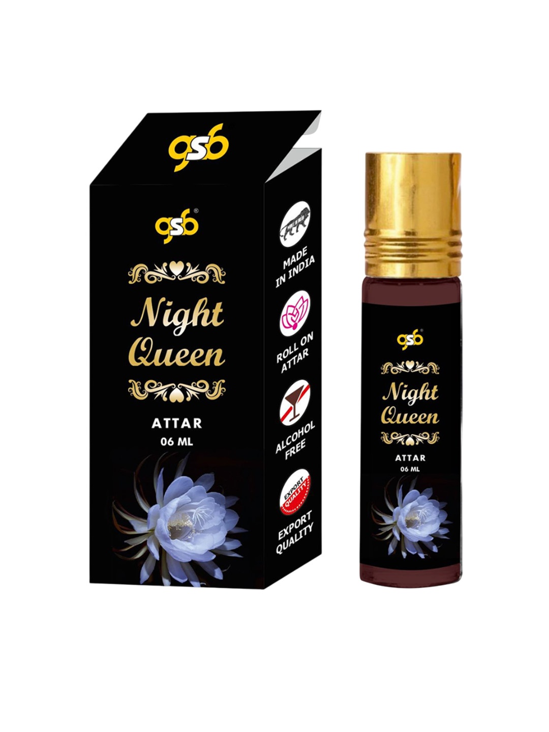 

GSB Night Queen Pure Natural Long Lasting Alcohol Free Attar 6 ml, Transparent
