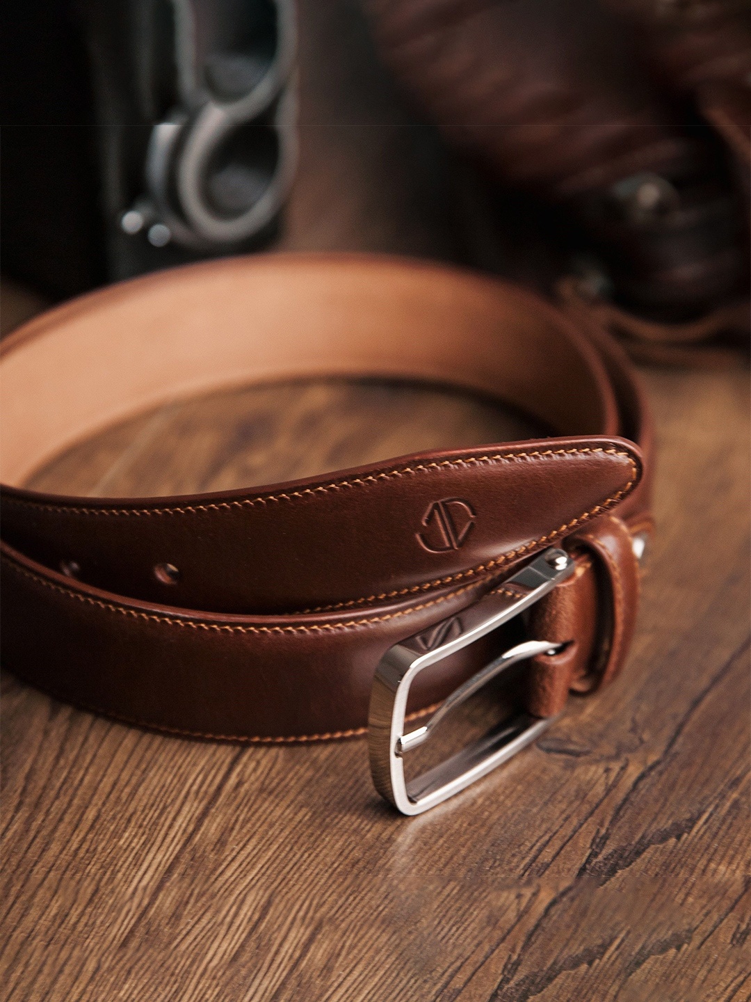 

James Aston Amadeo Men Vegetable Tanned Full Grain Leather Belt 35mm, Brown