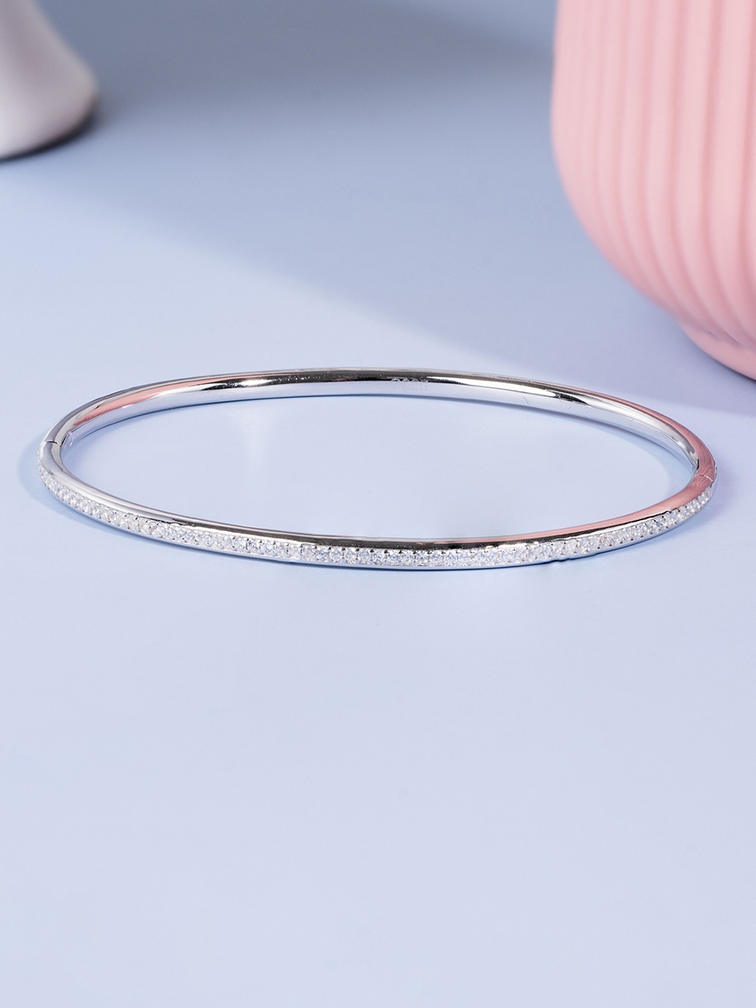 

GLYTERS Women Sterling Silver Rhodium-Plated Bangle-Style Bracelet
