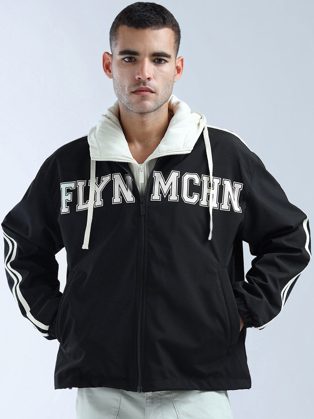 

Flying Machine Men Brand Logo Sporty Jacket, Black