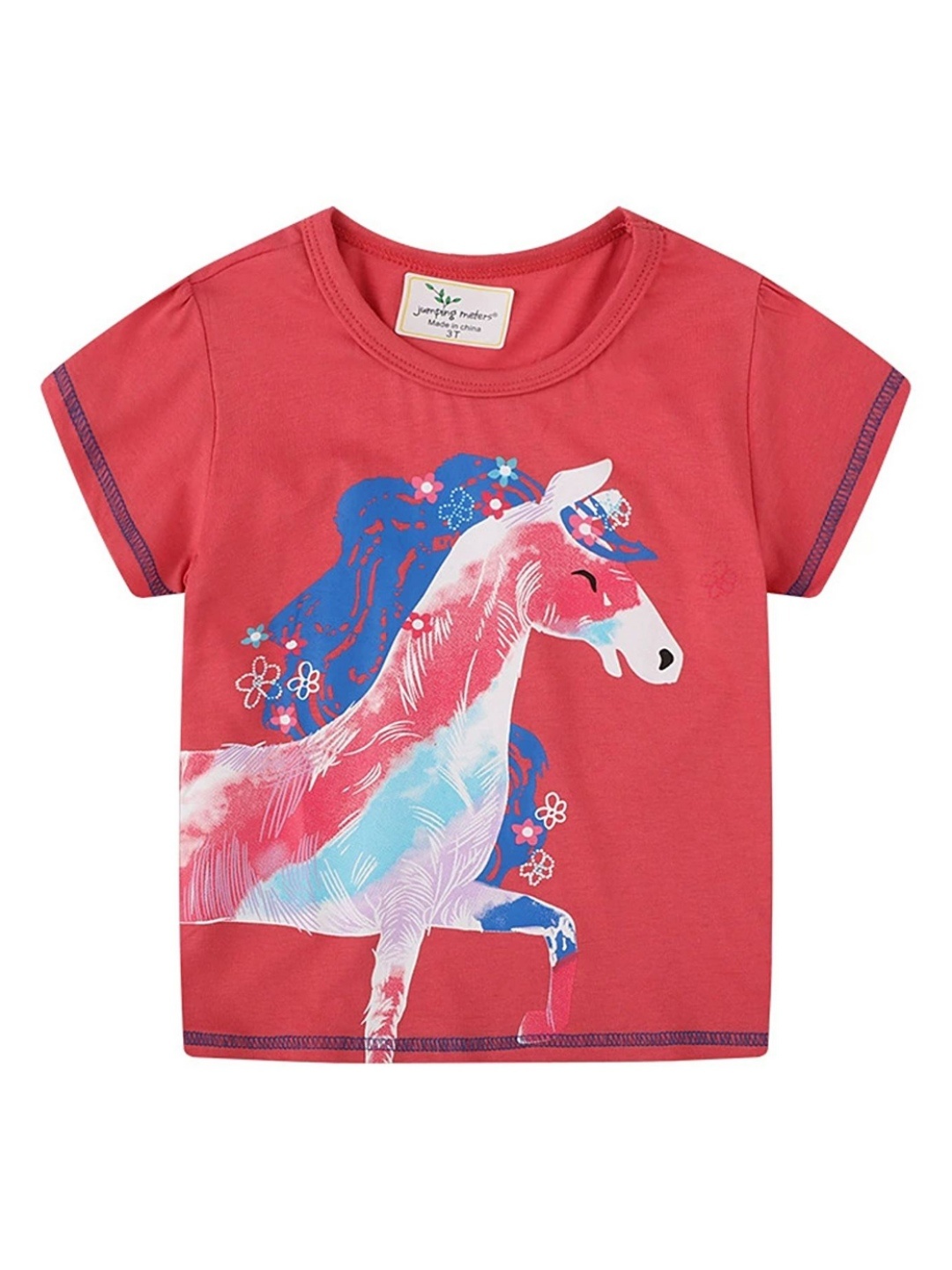 

LULU & SKY Girls Printed Applique T-shirt, Pink