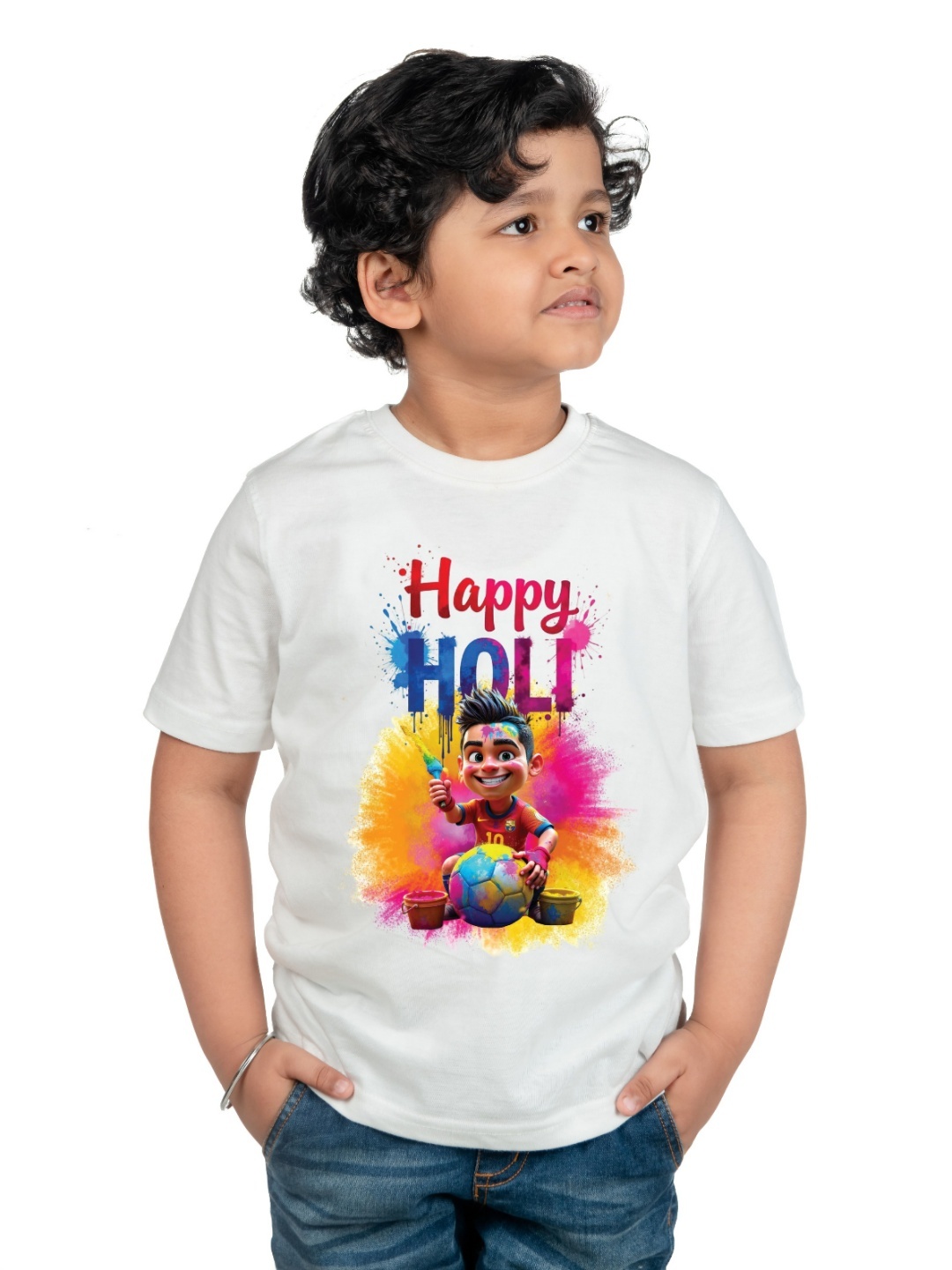 

BAESD Boys Graphic Printed Round Neck T-shirt, White