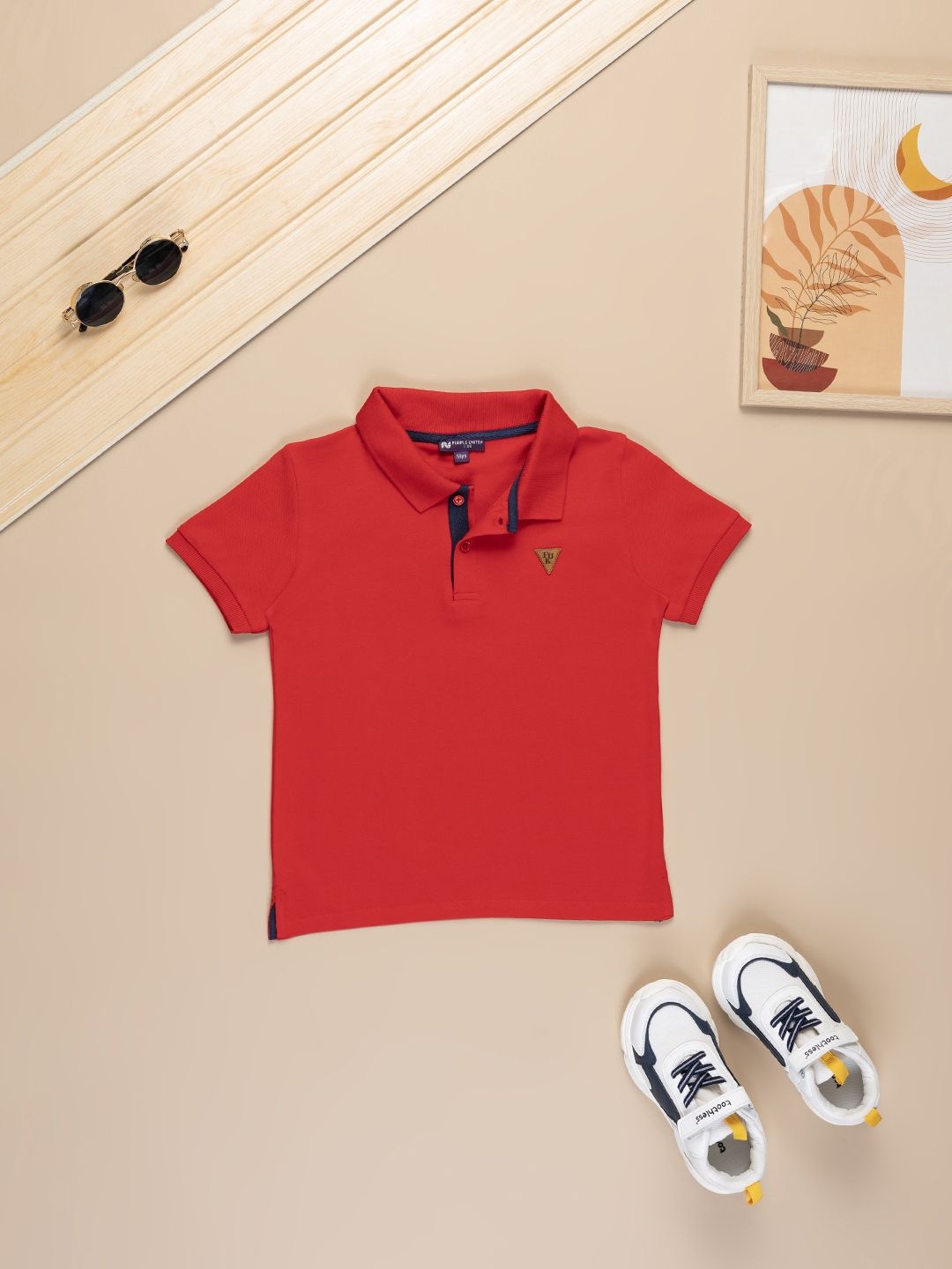 

Purple United Kids Boys Solid Polo Collar Cotton T-shirt, Red
