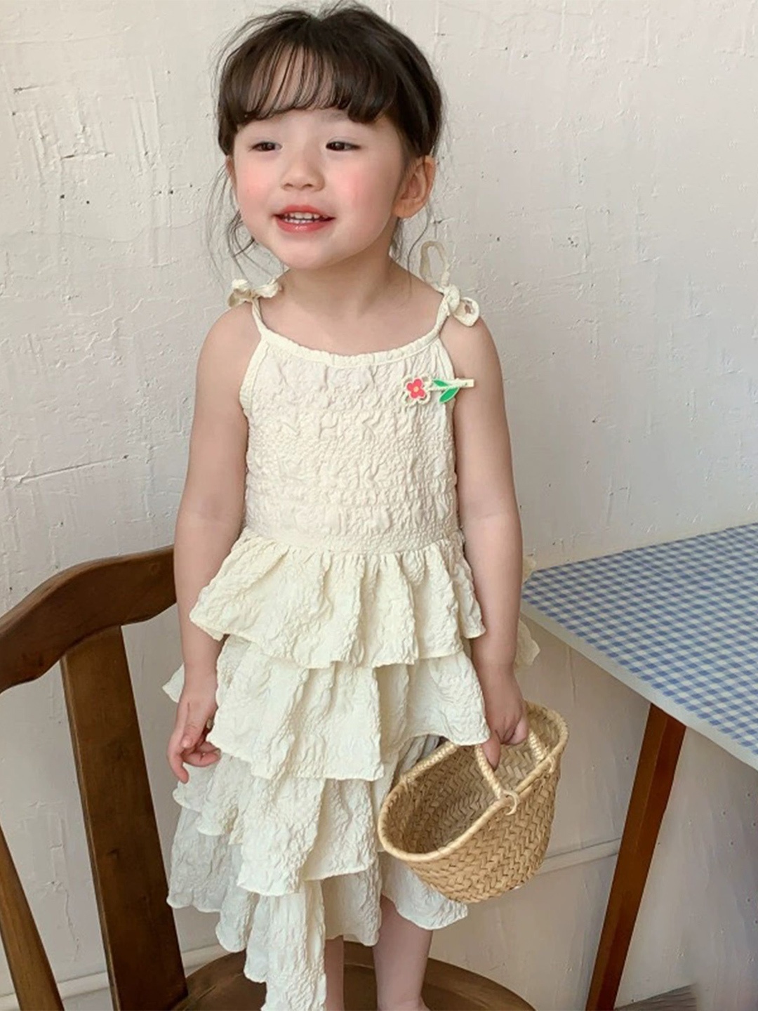 

LULU & SKY Girls Self Design Fit & Flare Dress, Beige