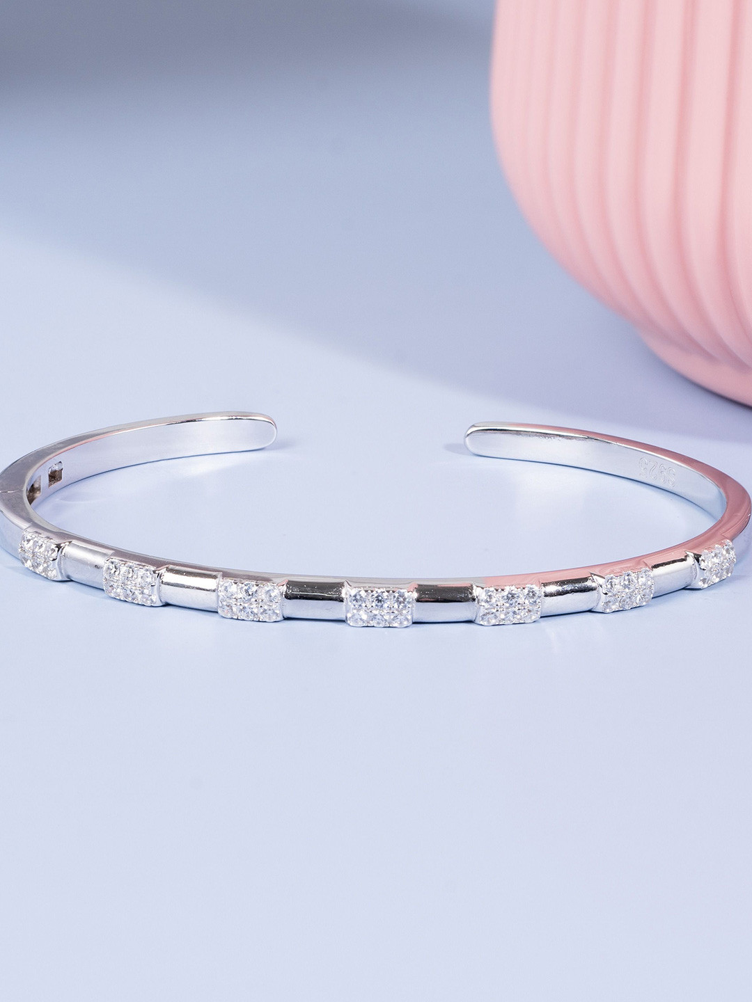 

GLYTERS Women Sterling Silver Rhodium-Plated Bangle-Style Bracelet