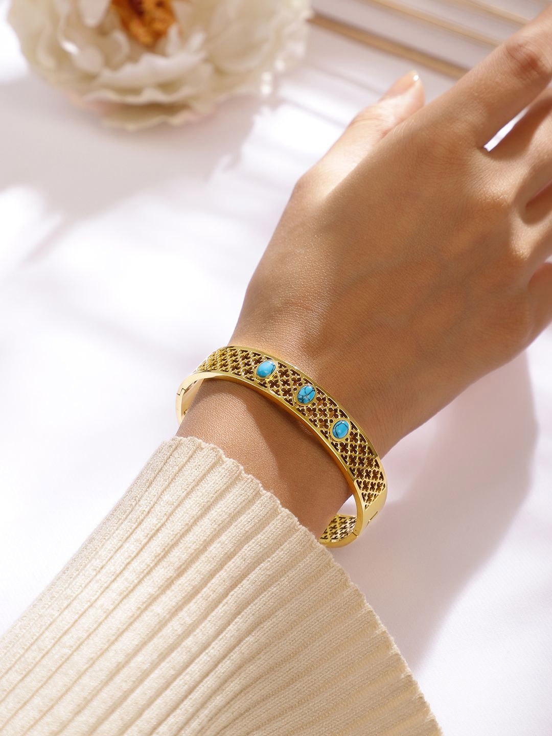 

Rubans Women Handcrafted Gold-Plated Bangle-Style Bracelet