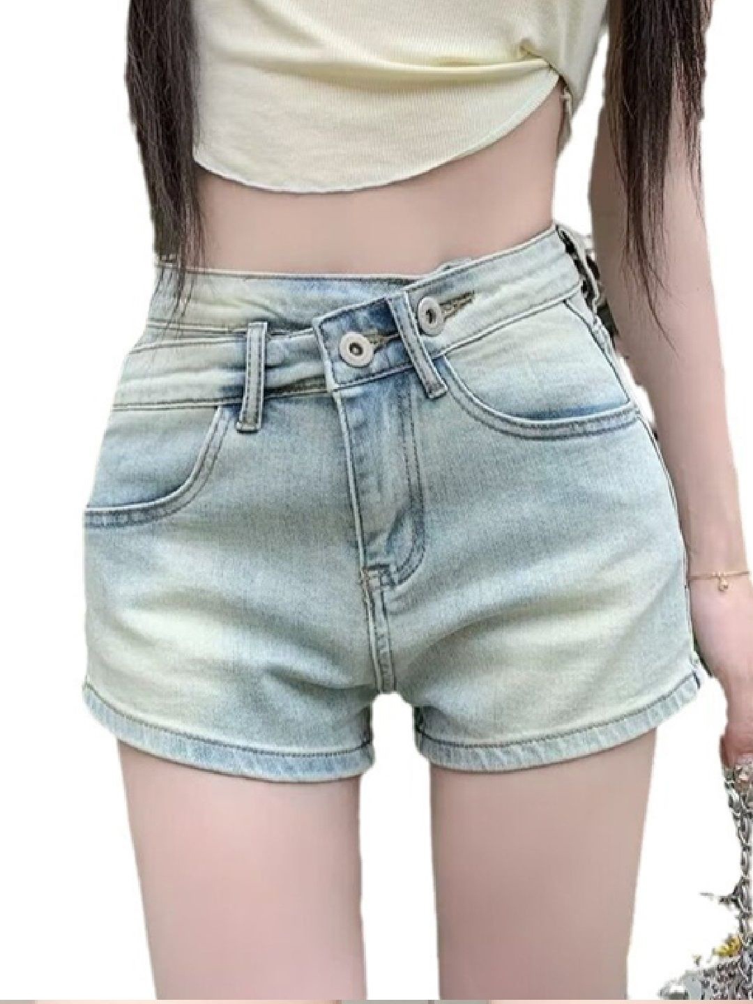 

StyleCast Women Washed Denim Shorts, Blue
