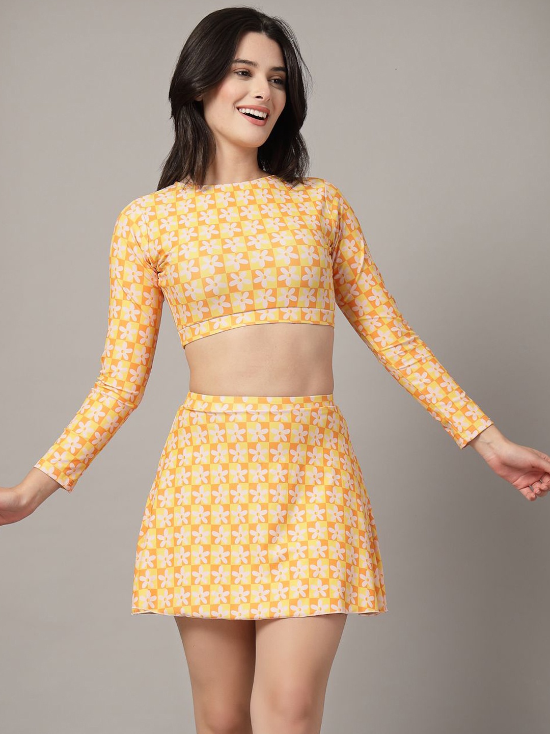 

CUKOO Printed Padded Swim Bikini Set, Yellow