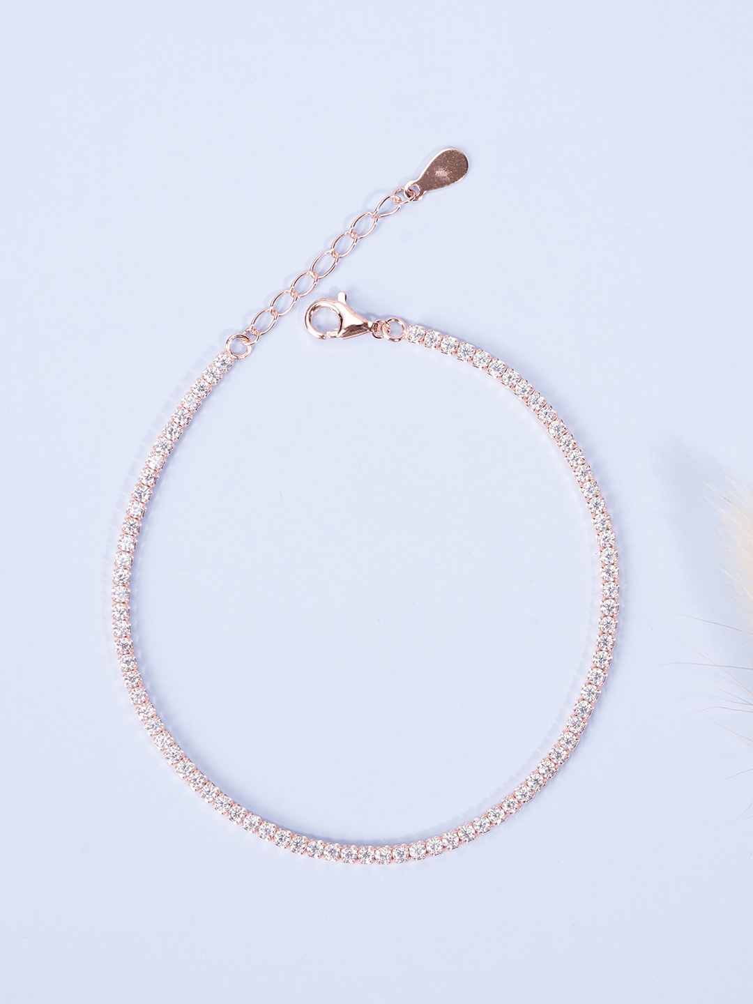 

GLYTERS Women Sterling Silver Rose Gold-Plated Link Bracelet