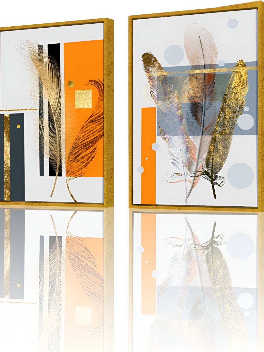 

Myntra Elegant Homes Orange & Gold-Toned 2 Pcs Luxury Nordic Abstract Canvas Wall Art