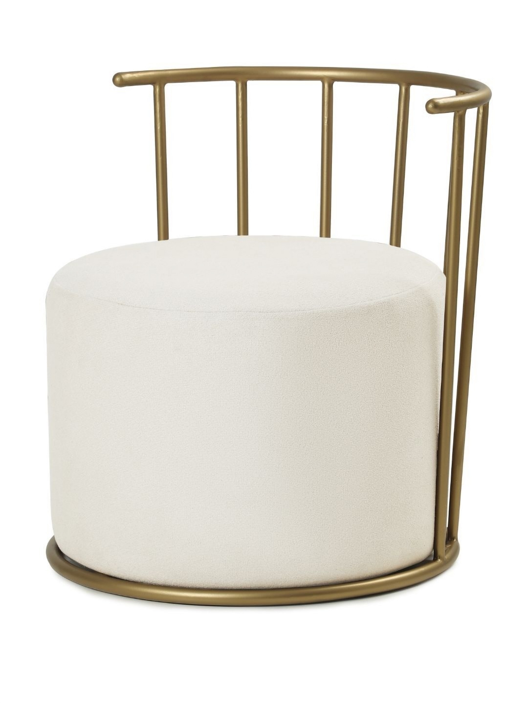 

Blck Homes Roman Pouffe White Cotton & Metal Cylindrical Without Storage Ottoman