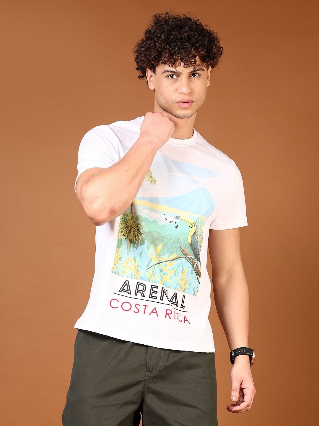 

V-Mart Men Graphic Printed Round Neck Cotton T-shirt, White