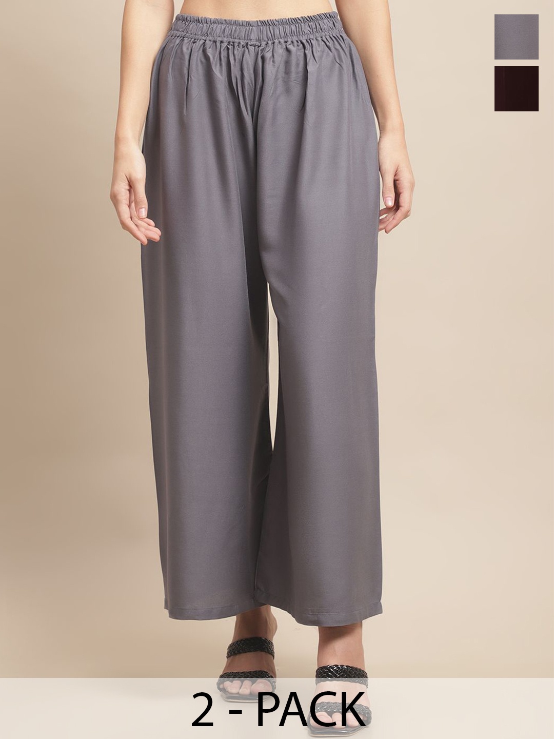 

Valles365 by S.C. Women 2 Flared Palazzos, Brown