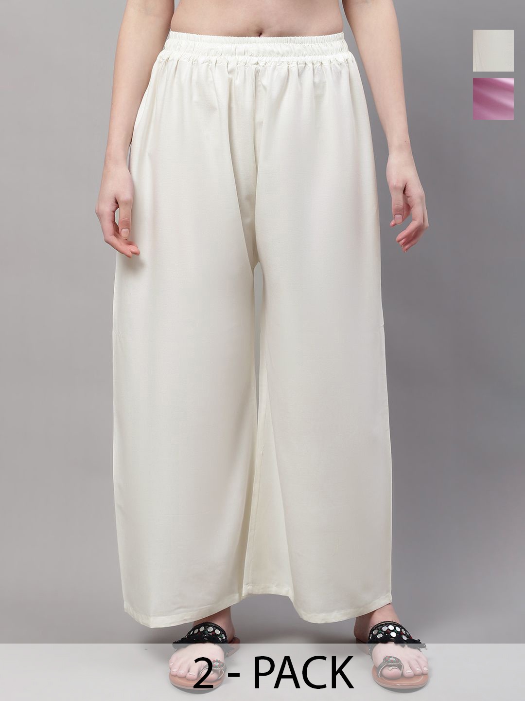

Valles365 by S.C. Women 2 Flared Palazzos, Cream