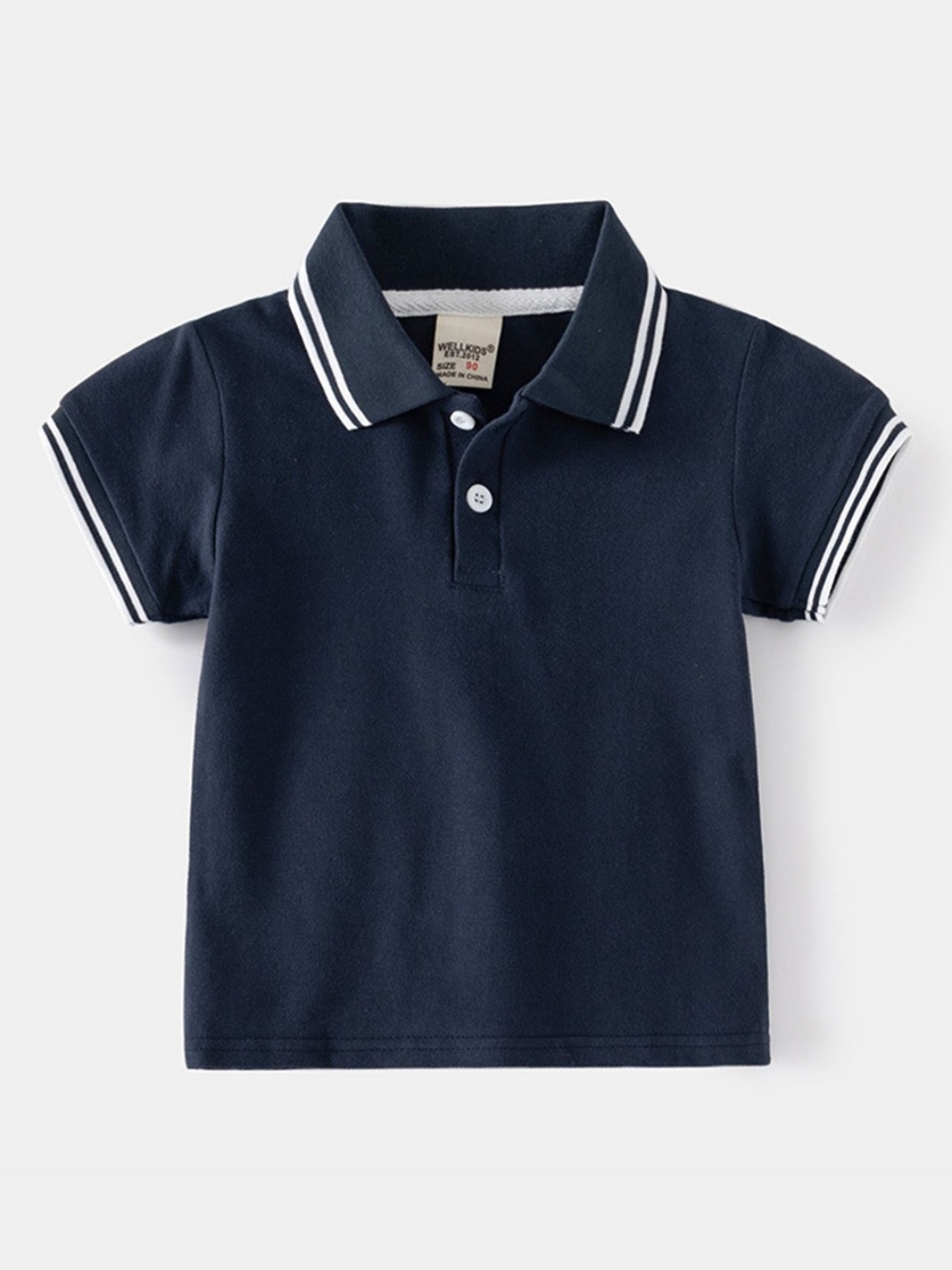 

LULU & SKY Boys Polo Collar Organic Cotton Pockets T-shirt, Navy blue