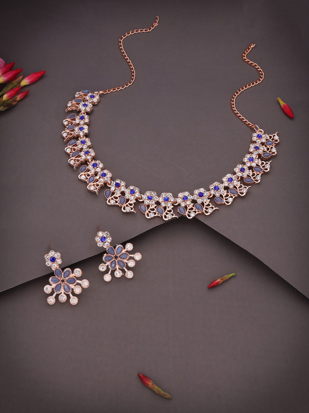 

Lyriss Gold-Plated American Diamond Studded Necklace And Earrings