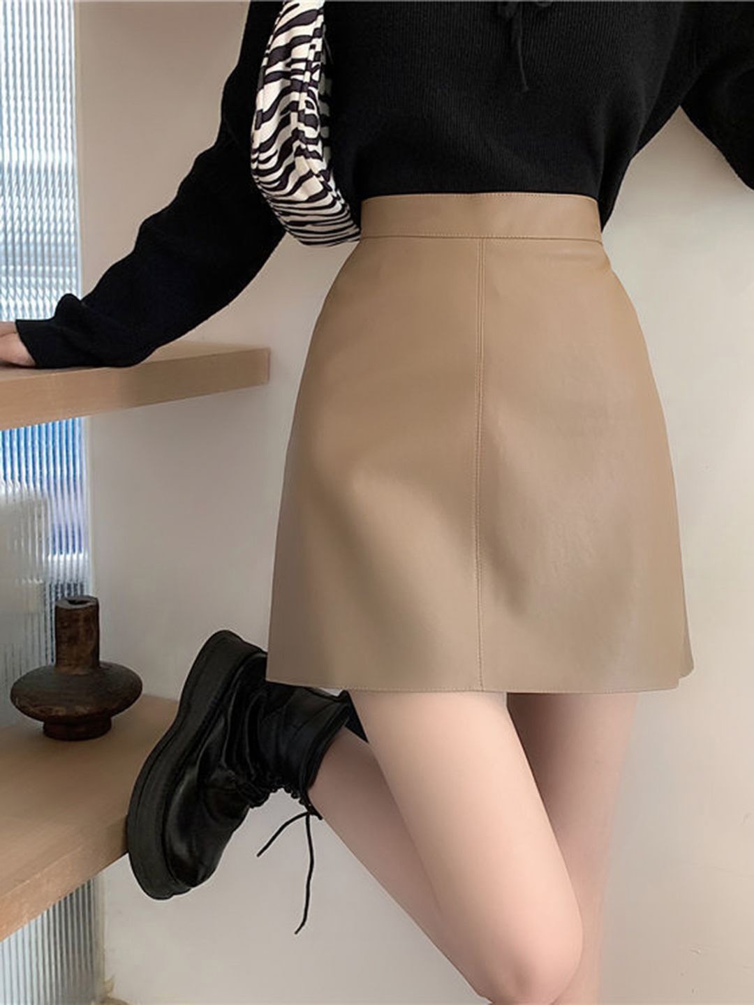

bebe A-Line Mini Skirt, Brown