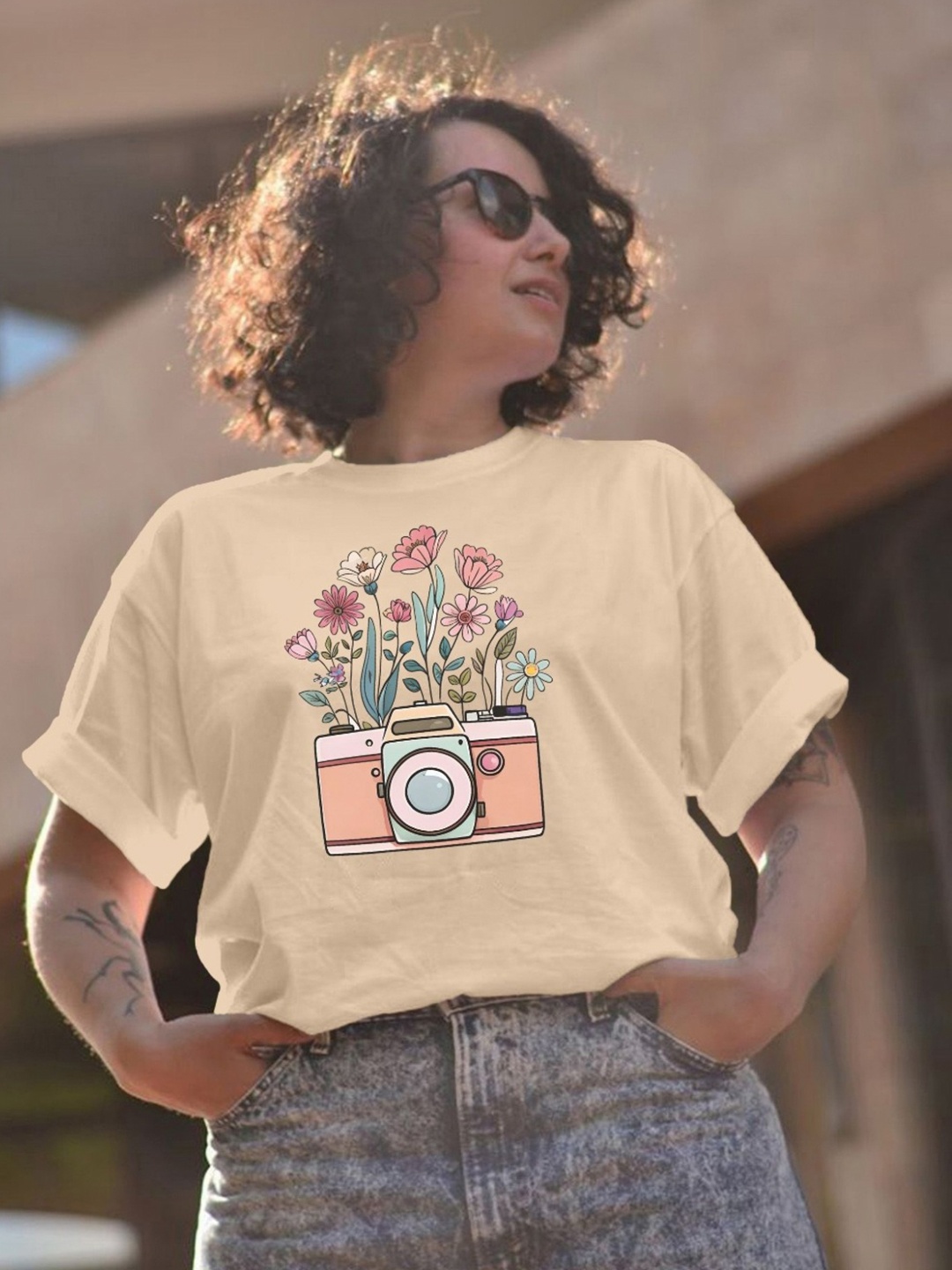 

Moda Rapido Women Printed T-shirt, Cream