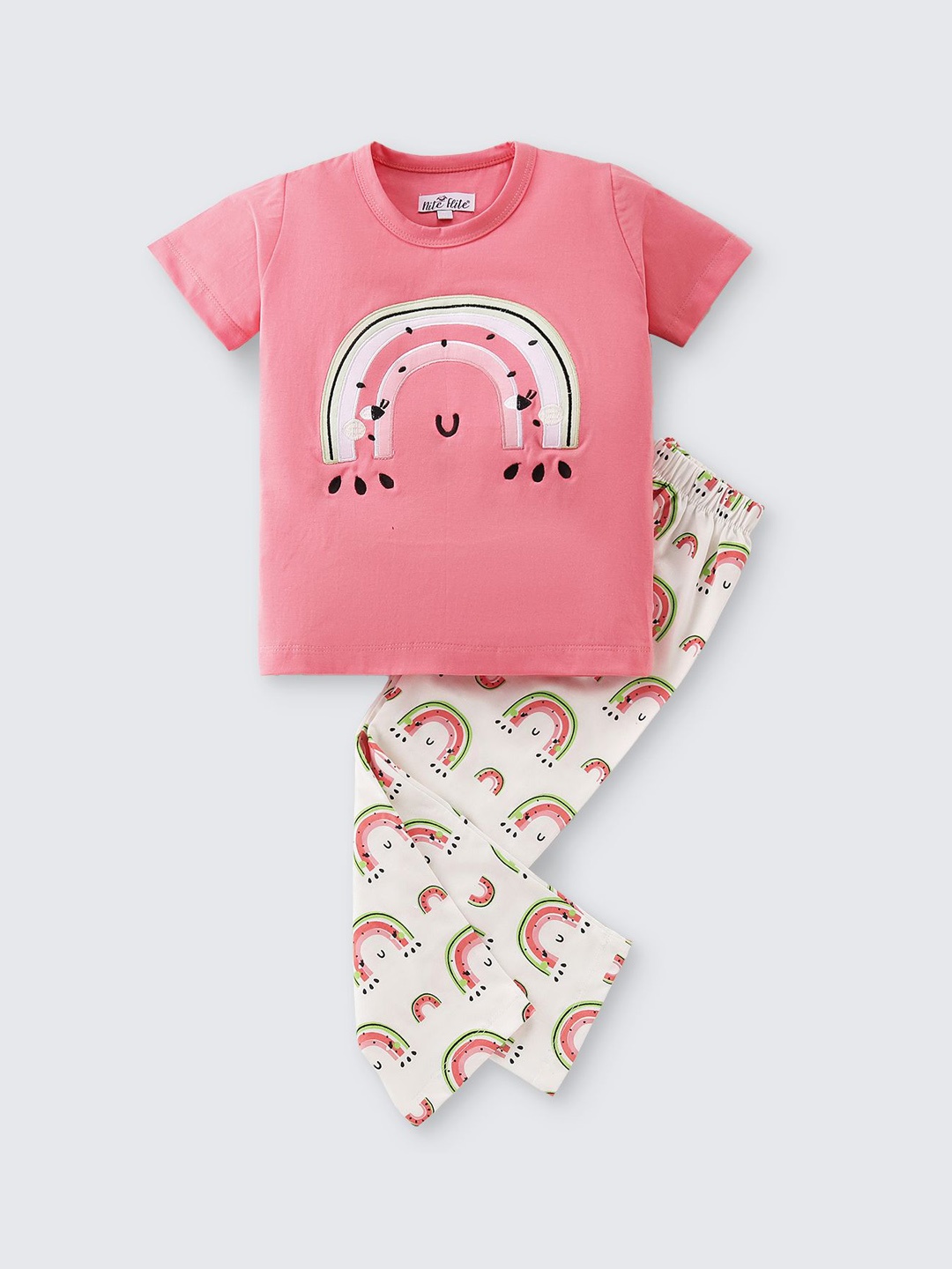 

Nite Flite Girls Printed Night suit, Pink