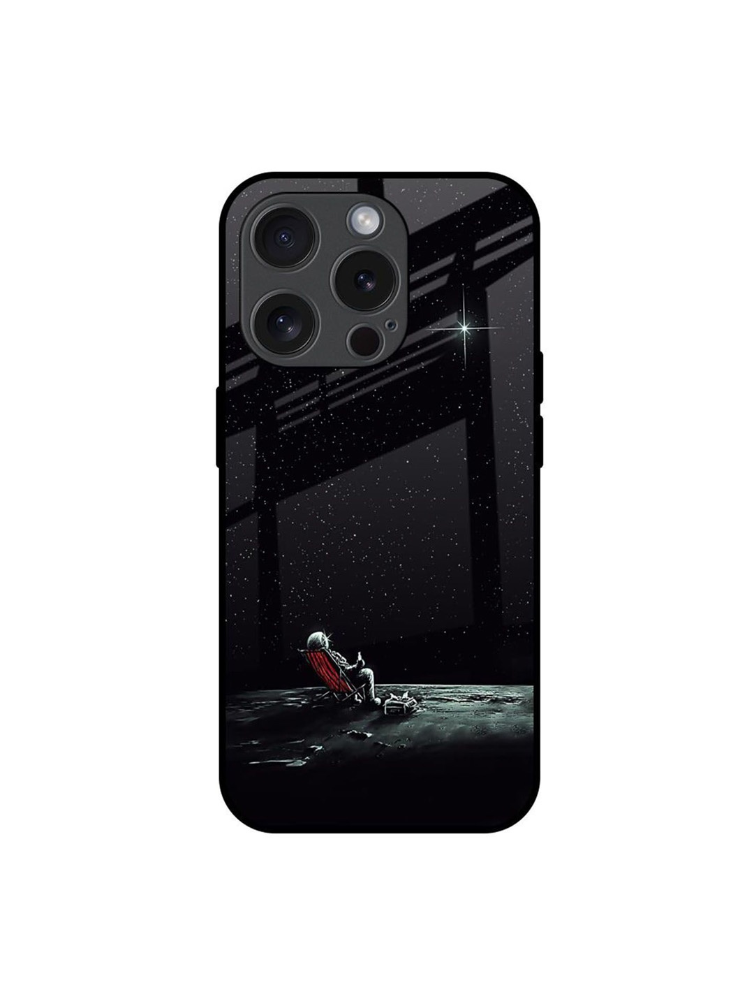 

QRIOH Quirky Printed iPhone 15 Pro Back Case Mobile Accessories, Black